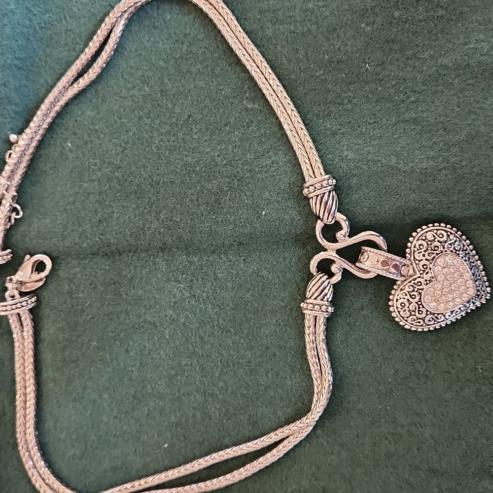 Lia Sophia Silver Tone Heart Chunky Statement Necklace NWOT